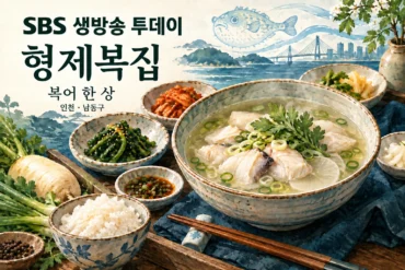 형제복집 메뉴를 참고한 AI 음식 일러스트 — 실제 매장 촬영 사진 아님