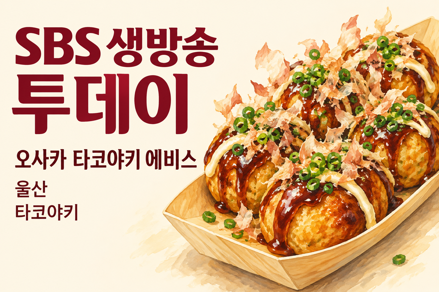 생방송 투데이 울산 오사카 타코야키 에비스의 타코야키 음식 예시 일러스트